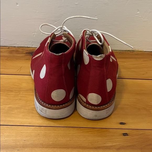 MARK MCNAIRY RARE Canvas Lace Up Chukka Boots Red White Polka Dots Women’s 5 - Picture 4 of 8